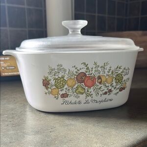 Vintage Floral White Pyrex Casserole Dish